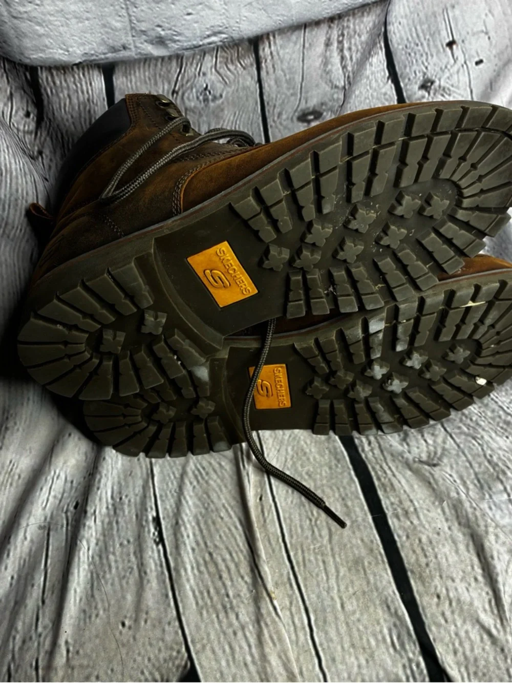 Skechers‎ Bruiser 6643 Men’s Brown Leather Lace Up Lug Sole Boots Size 12 GUC